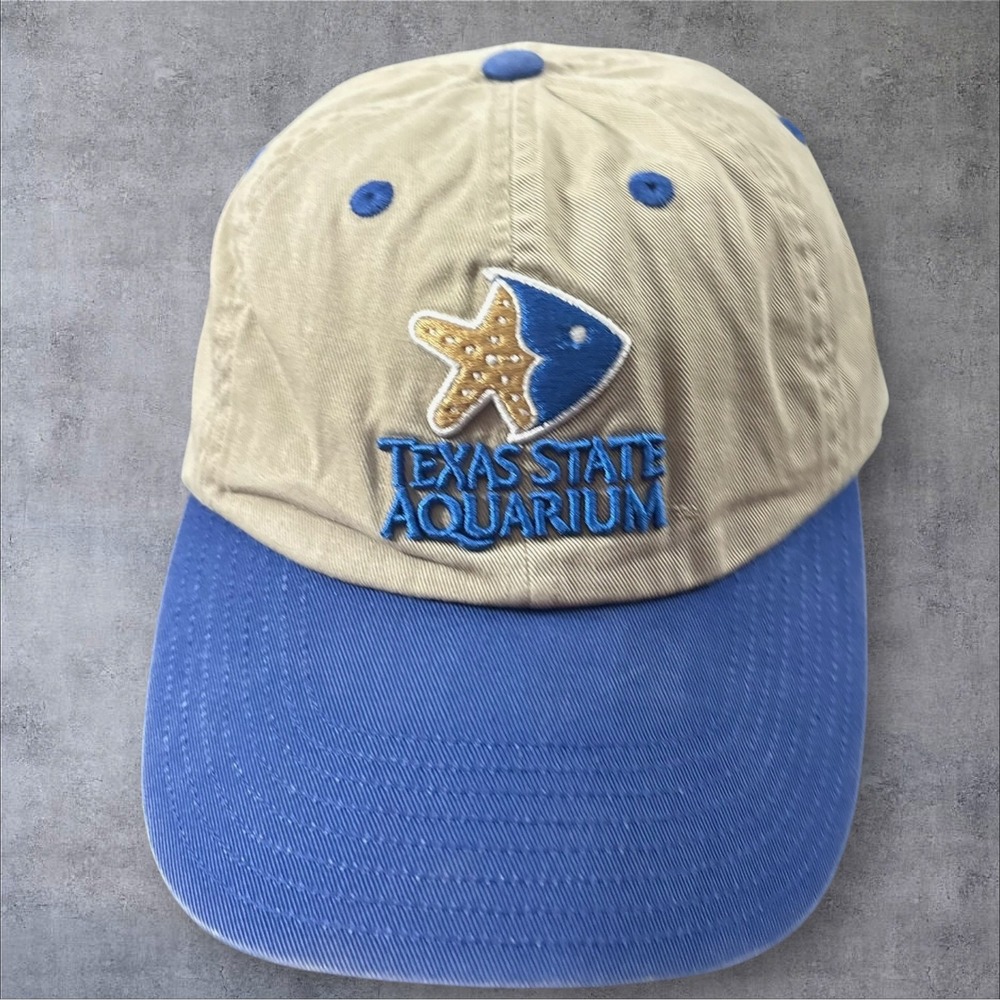 West Coast Novelty Texas State Aquarium Hat Khaki Blue Two Tone Souvenir Cap